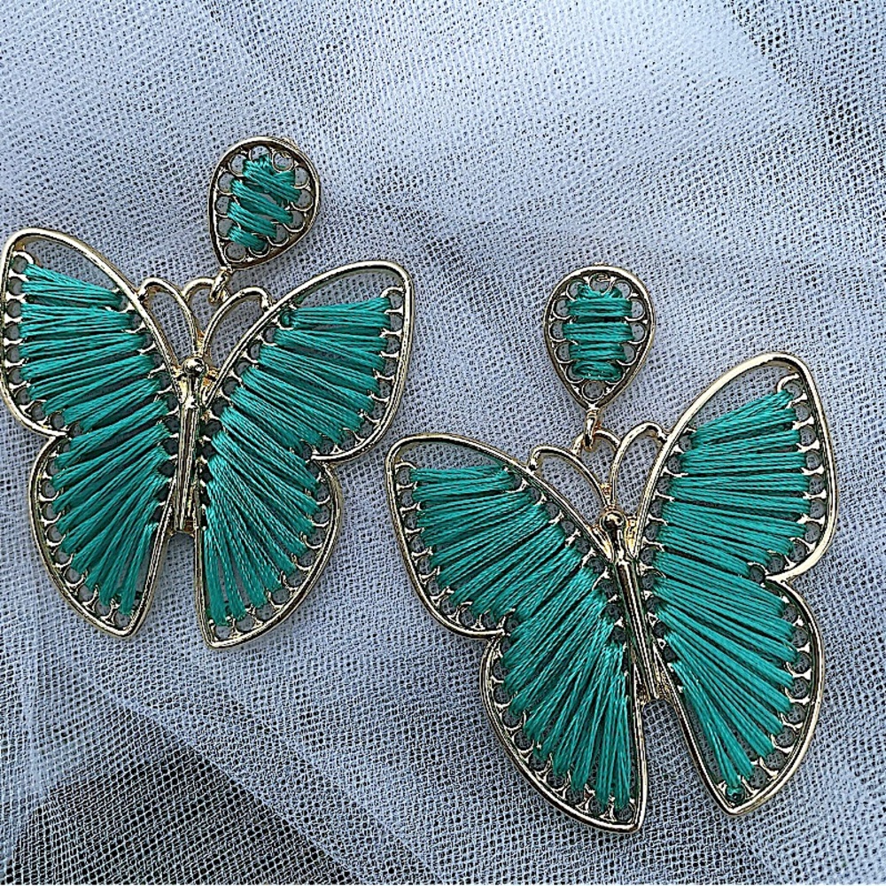 Teal Butterfly Earrings